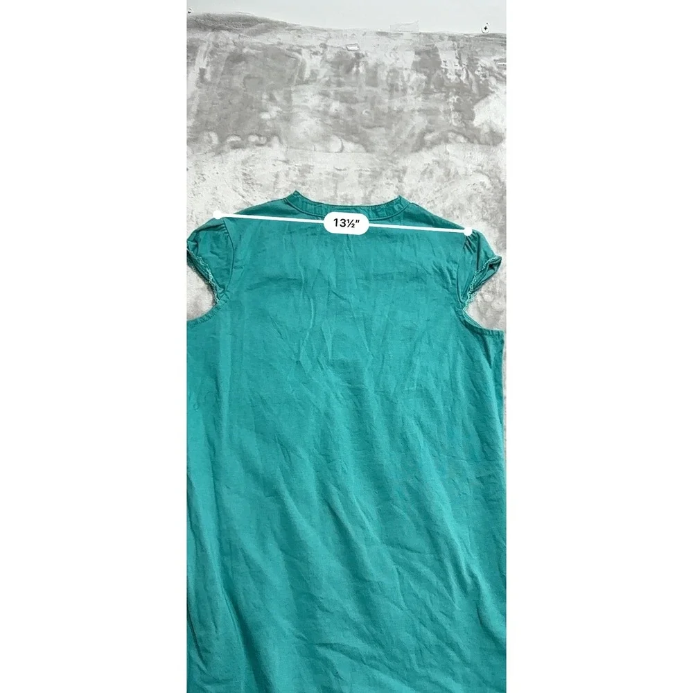 Cherokee Blouse‎ Tunic Girls Size XL 14/16 Green Front Buttons Cap Sleeve EUC